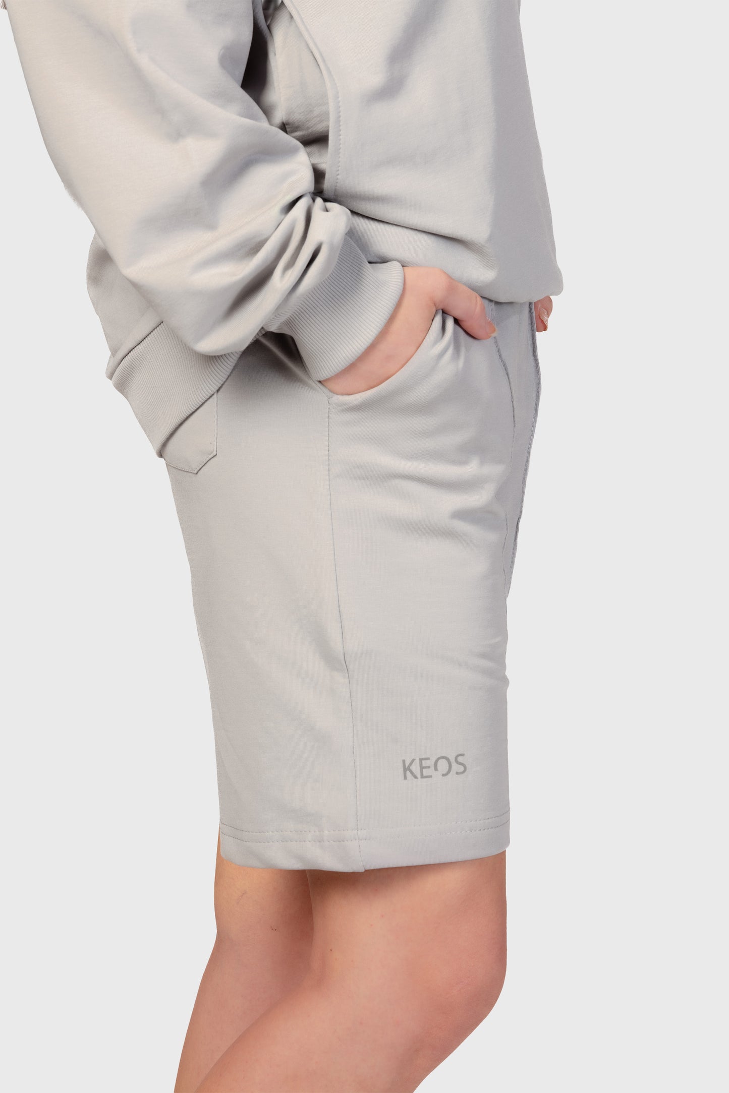 Zipper Sweatshirt Co-ord Set - Light Grey - keos.life