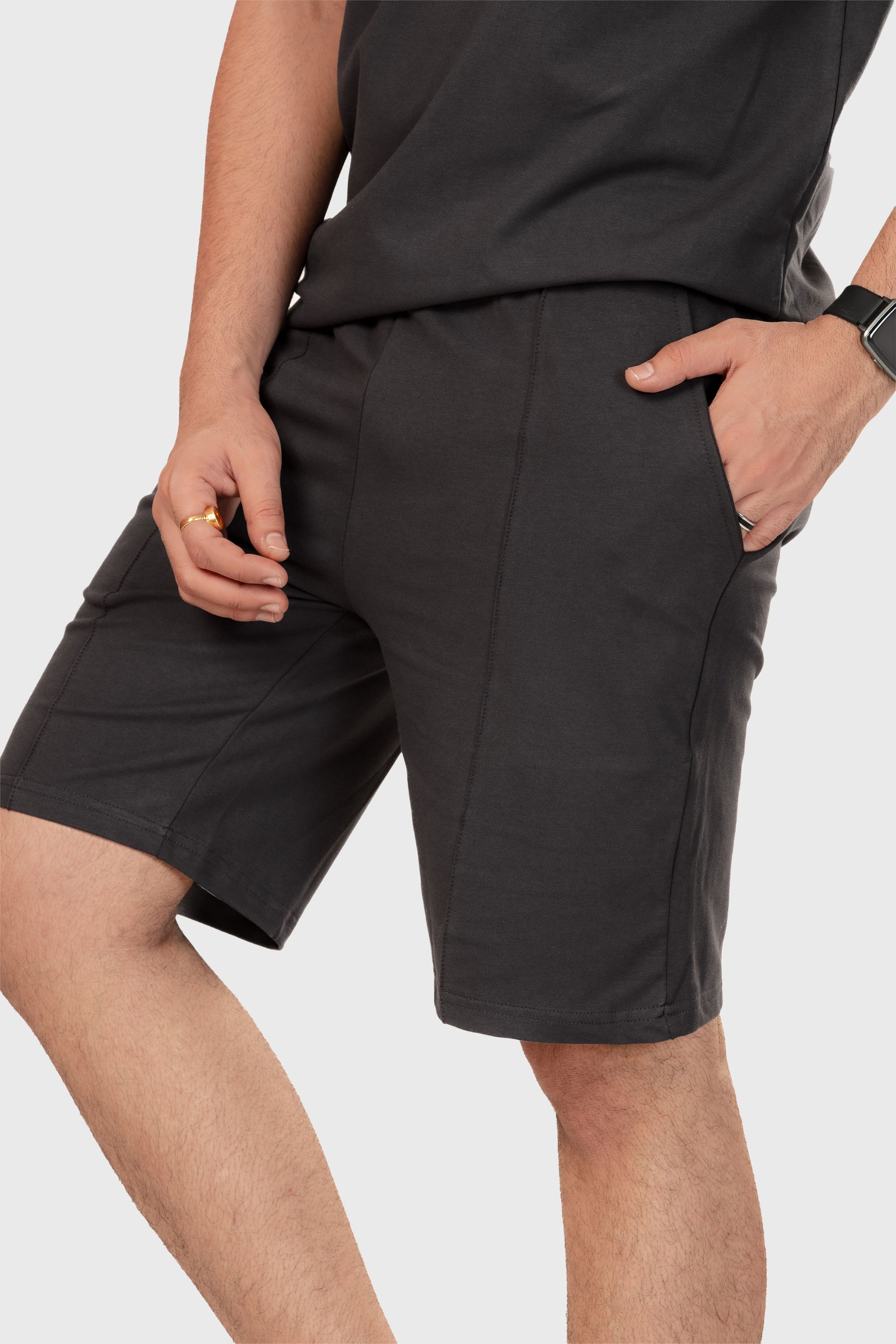 Crewneck T-shirt Co-ord Set - Dark Grey - keos.life