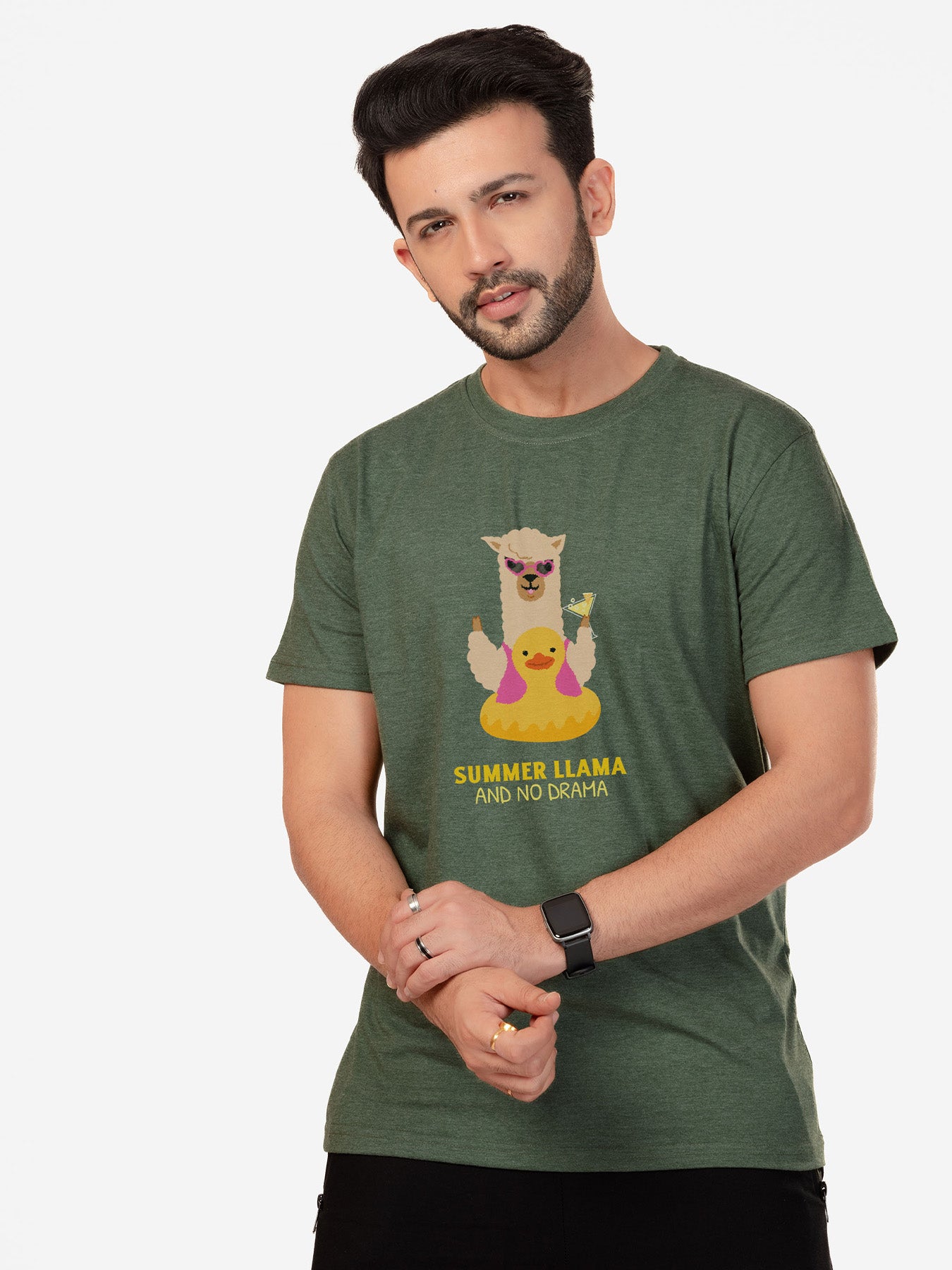 Organic Cotton Graphic T-Shirt – “Llama Needs No Drama” | Regular Fit