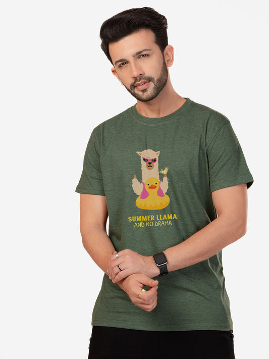 Organic Cotton Graphic T-Shirt – “Llama Needs No Drama” | Regular Fit