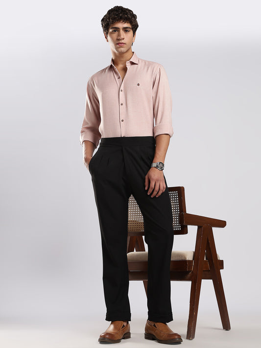 Mauve Pink Cotton Blended Casual Shirt