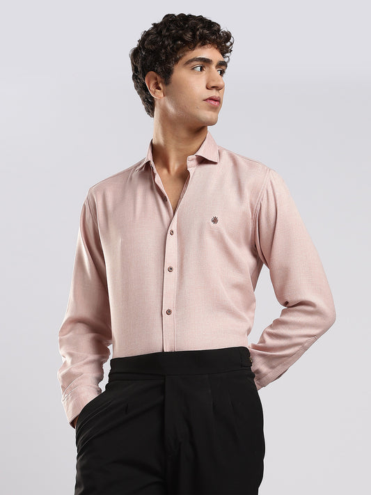 Mauve Pink Cotton Blended Casual Shirt