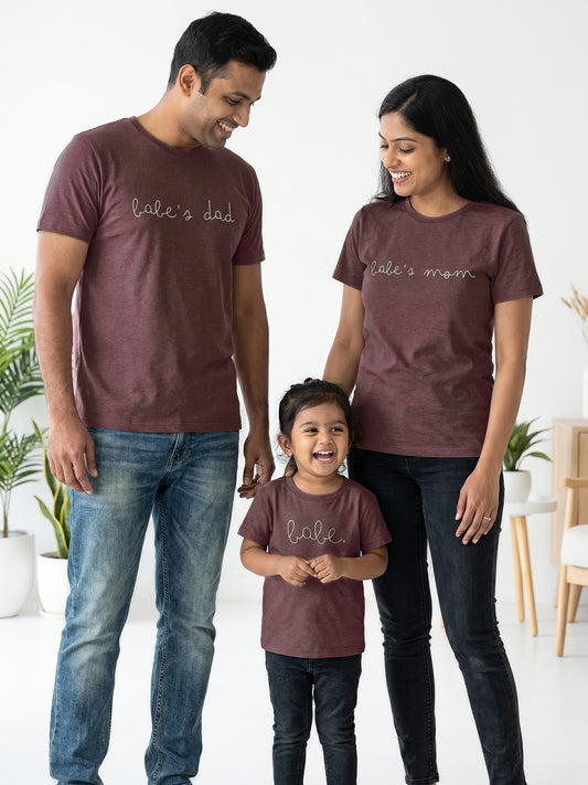 Keos matching graphic t-shirts for parents and daughter.