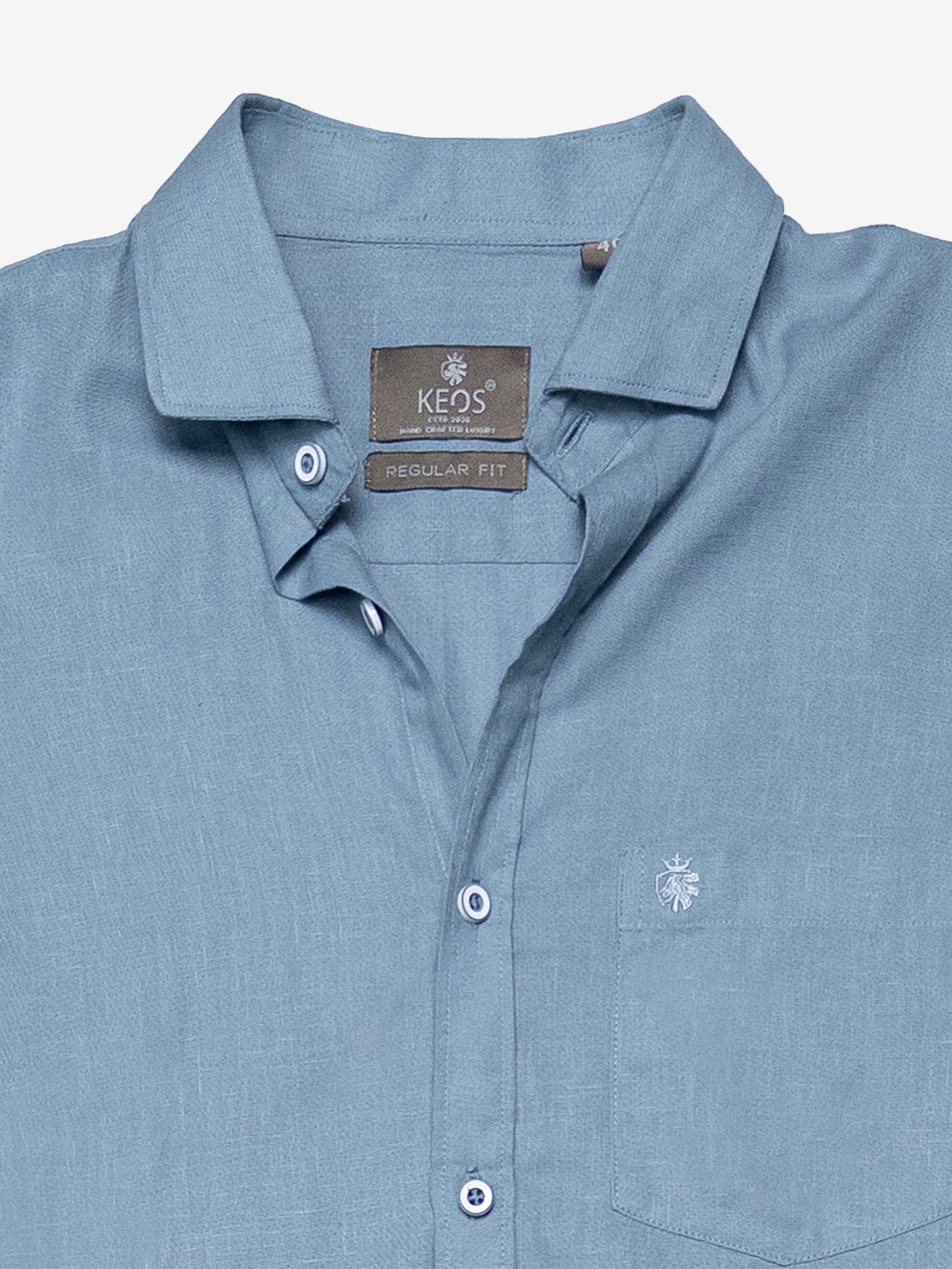 Misty Blue European Linen Blended Shirt