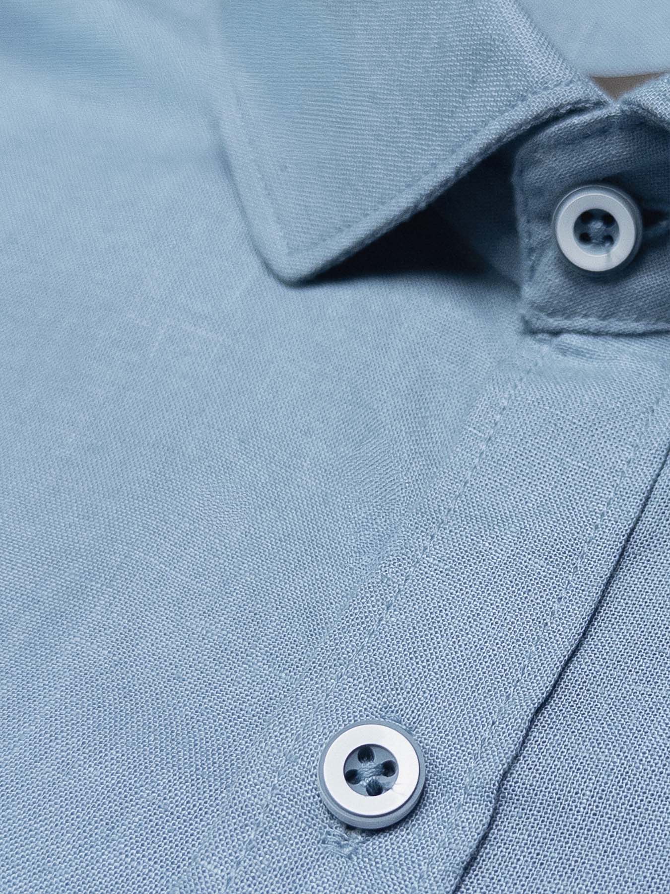 Misty Blue European Linen Blended Shirt