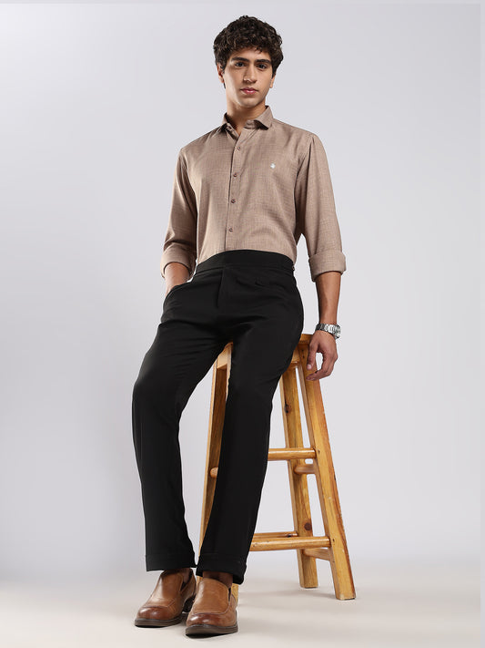 Mocha Cotton Blended Casual Shirt