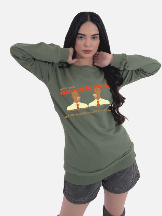 Monkeys In Suits Printed Sweatshirt - keos.life