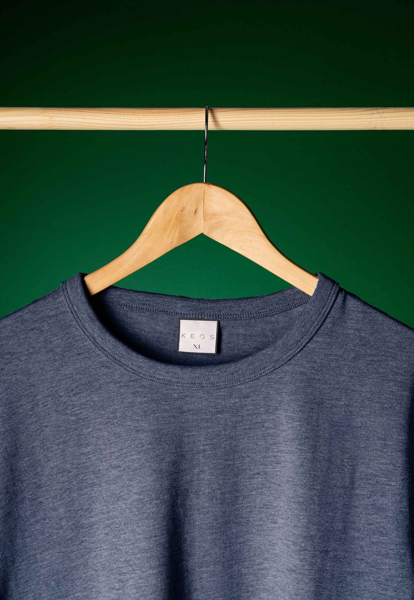 Basic Melange Cotton T-shirt - Navy