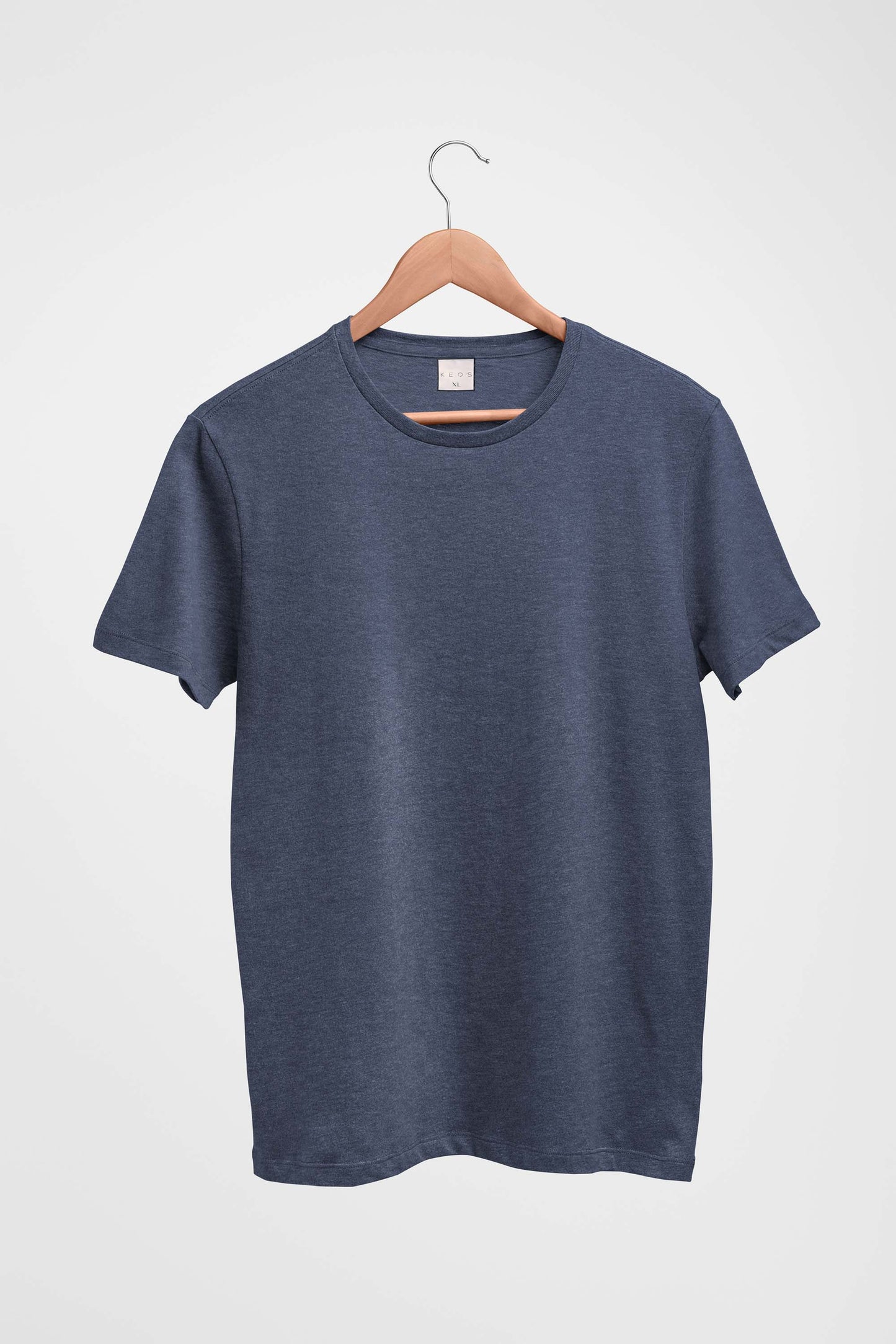 Basic Melange Cotton T-shirt - Navy