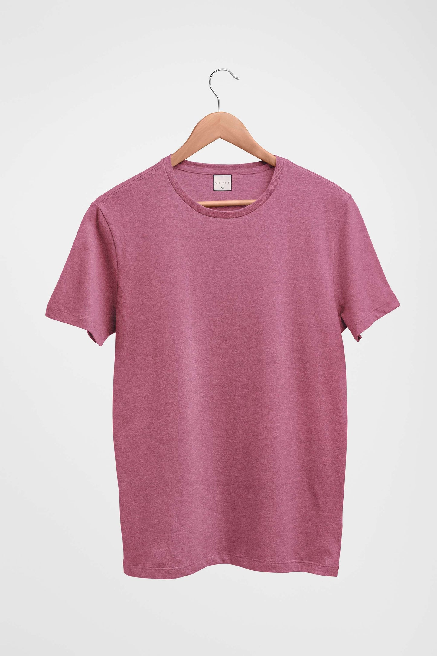 Basic Melange Cotton T-shirt - Pink