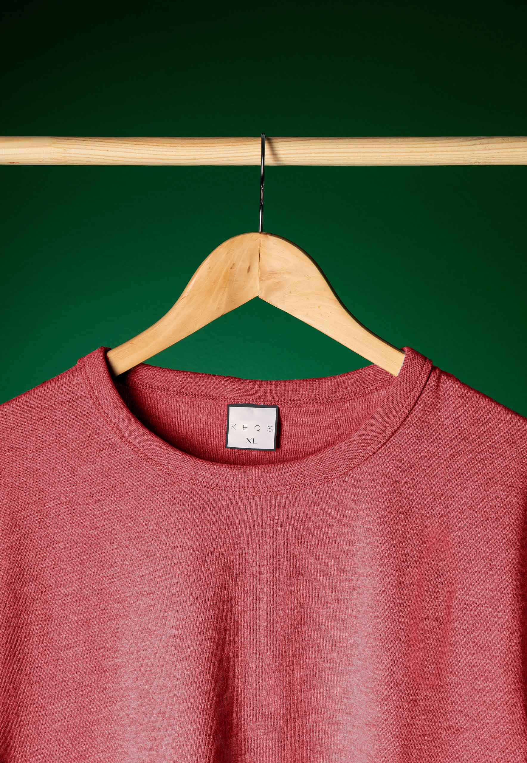 Basic Melange Cotton T-shirt - Salmon - keos.life