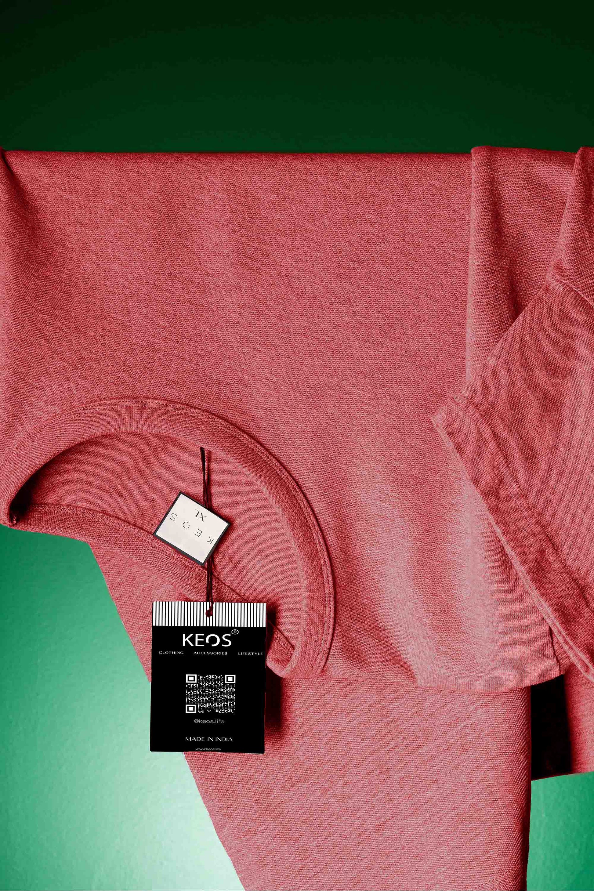 Basic Melange Cotton T-shirt - Salmon - keos.life