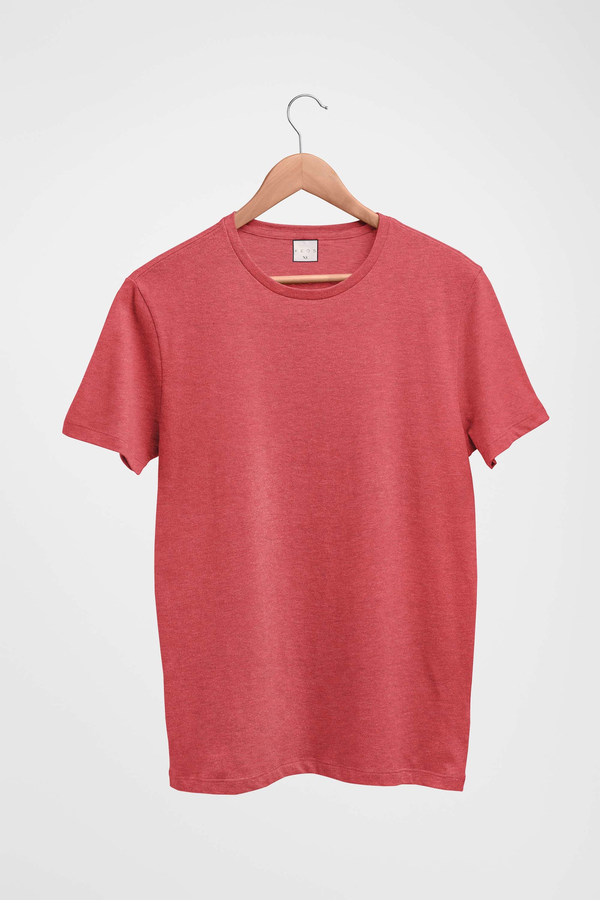 Basic Melange Cotton T-shirt - Salmon - keos.life