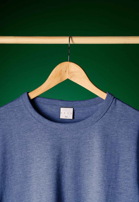 Basic Melange Cotton T-shirt - Sky - keos.life