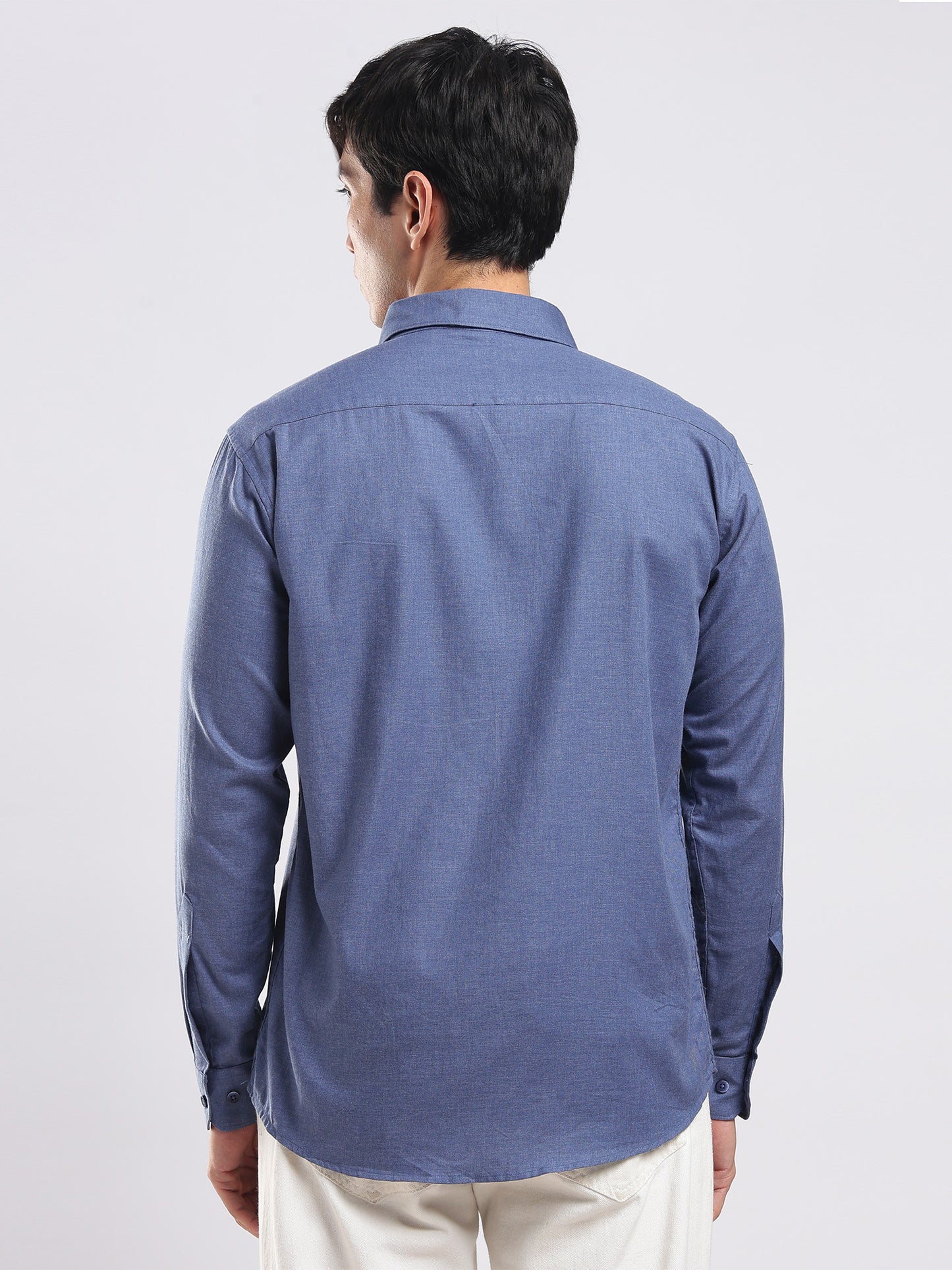 Steel Blue Utility Men's Cotton Melange Shirt