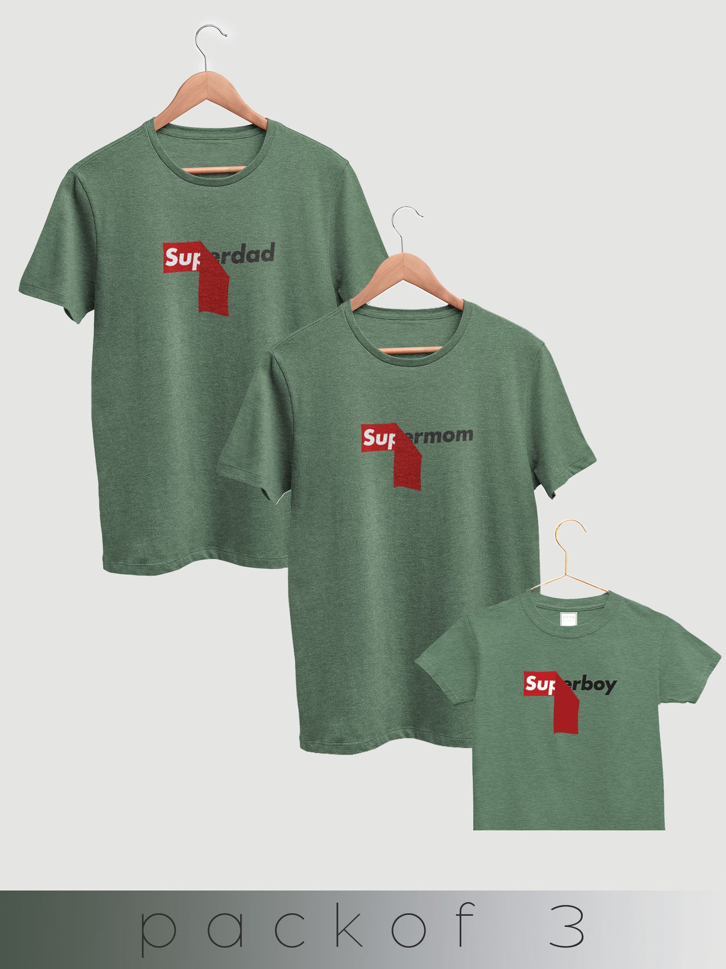 mini & Me Matching T-Shirts – “Super Boy's Family” (Pack of 3)
