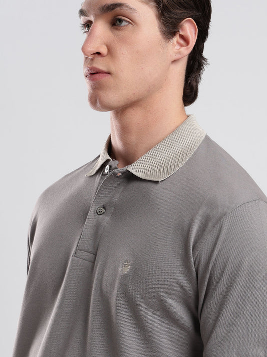 Stone Grey Cotton Polo Shirt