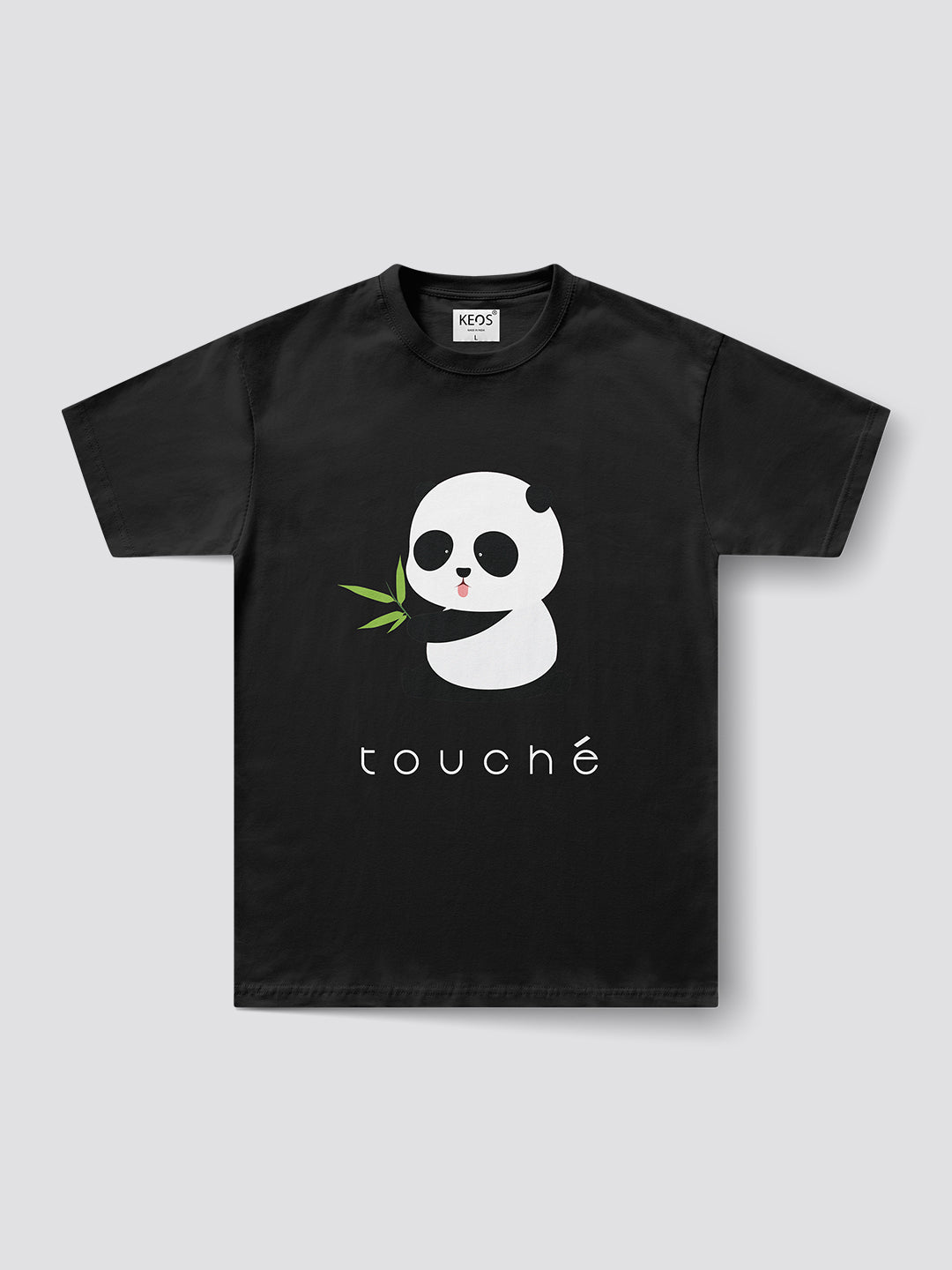 Black graphic cotton t-shirt for men and women by Keos