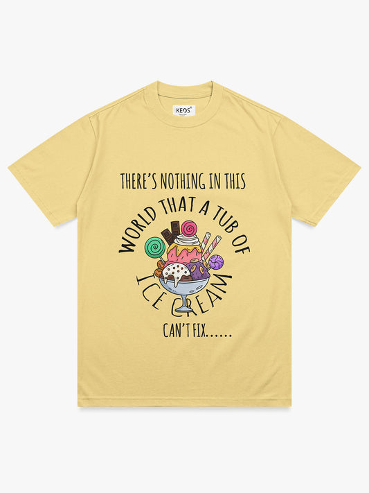 Organic Cotton Graphic T-Shirt – “Ice Cream Can Fix Anything” | Regular Fit
