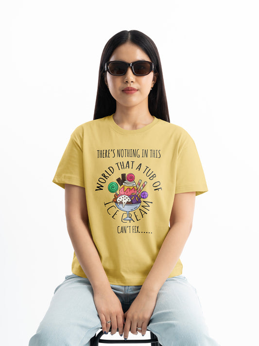 Organic Cotton Graphic T-Shirt – “Ice Cream Can Fix Anything” | Regular Fit