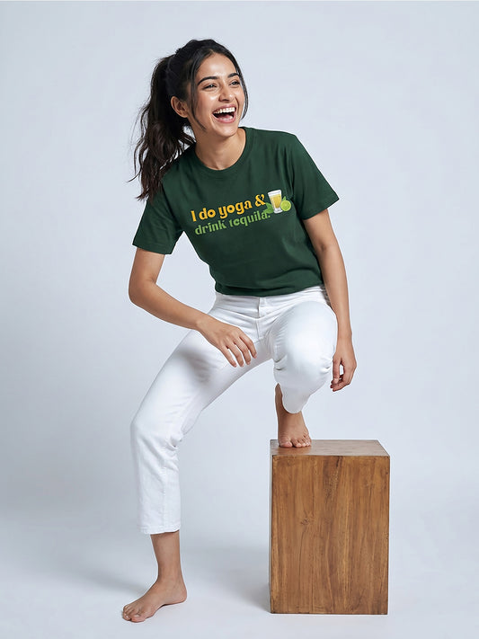 Organic Cotton Graphic T-Shirt – Do Yoga & Tequila | Regular Fit
