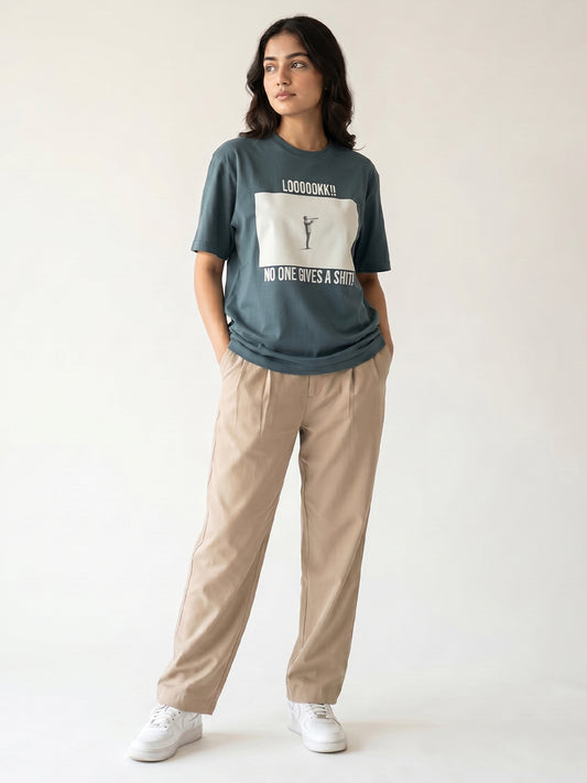 Unisex Black Cotton Graphic T-Shirt – “No one gives a shit” | Regular Fit