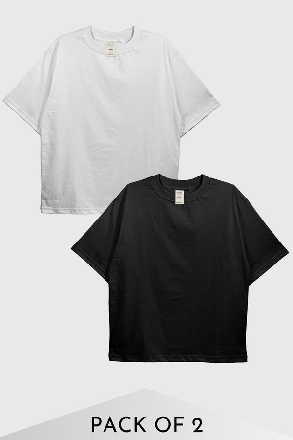 Urban Fit Oversized Essential T-shirts - Monochrome - Pack of 2 - keos.life