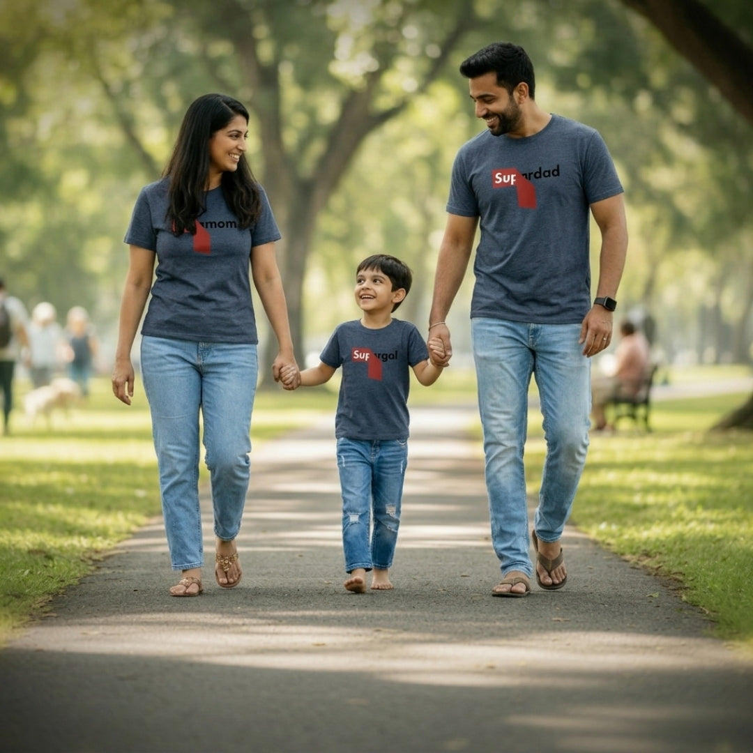 “Super Gal's Family” (Pack of 3) - mini & Me Matching T-Shirts