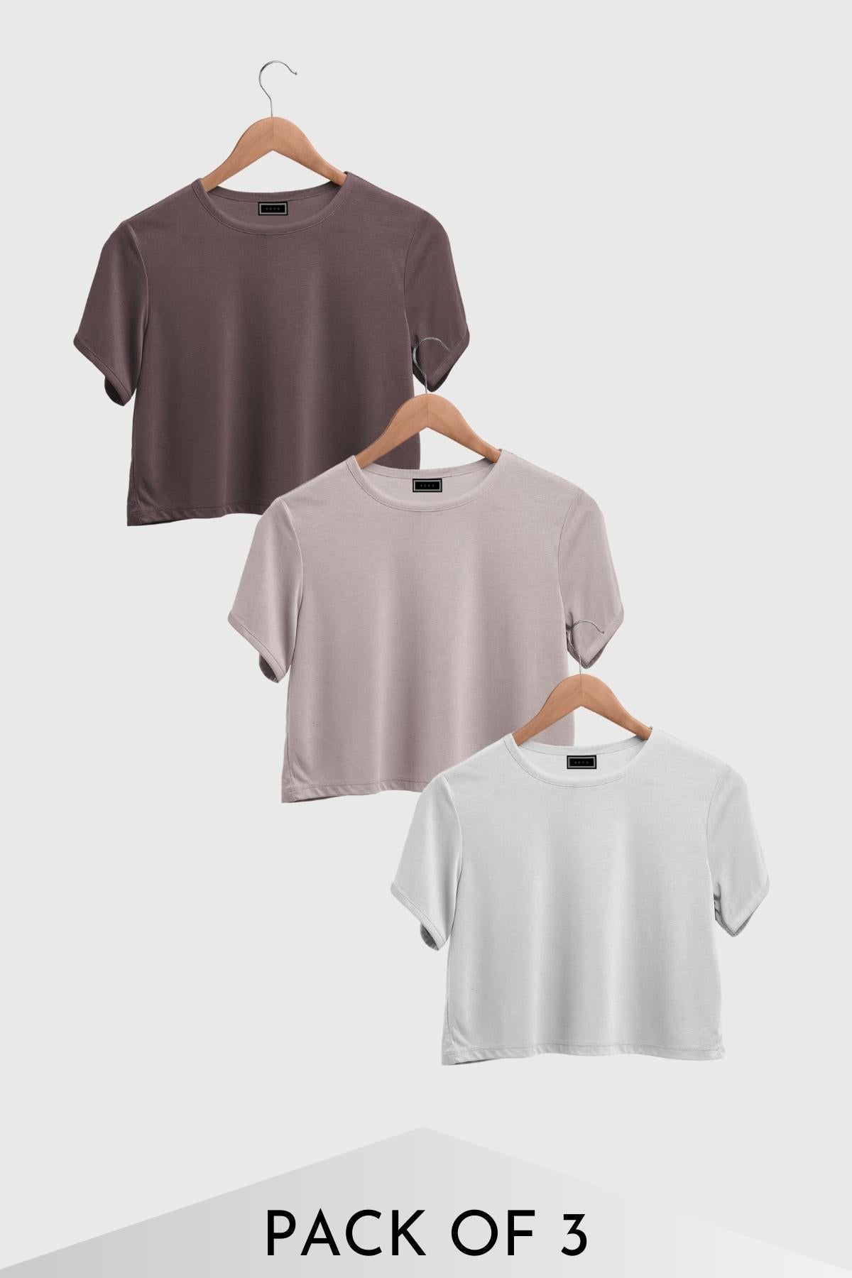 Basic Cotton Crop Tops - Rustic Tones - Pack of 3 - keos.life