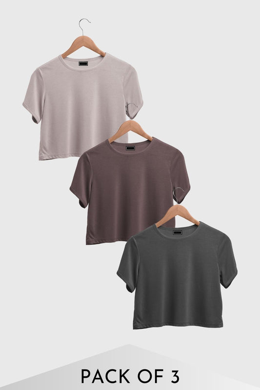 Basic Cotton Crop Tops - Muted Tones - Pack of 3 - keos.life
