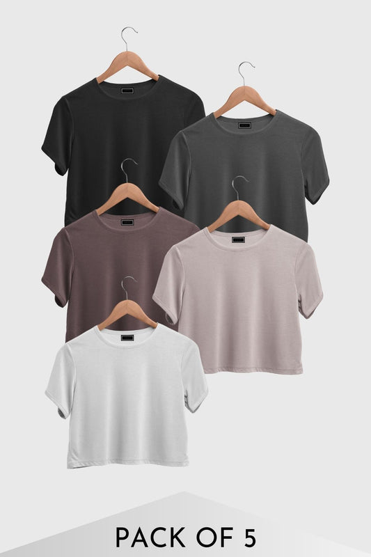 Basic Cotton Crop Tops - Pack of 5 - keos.life