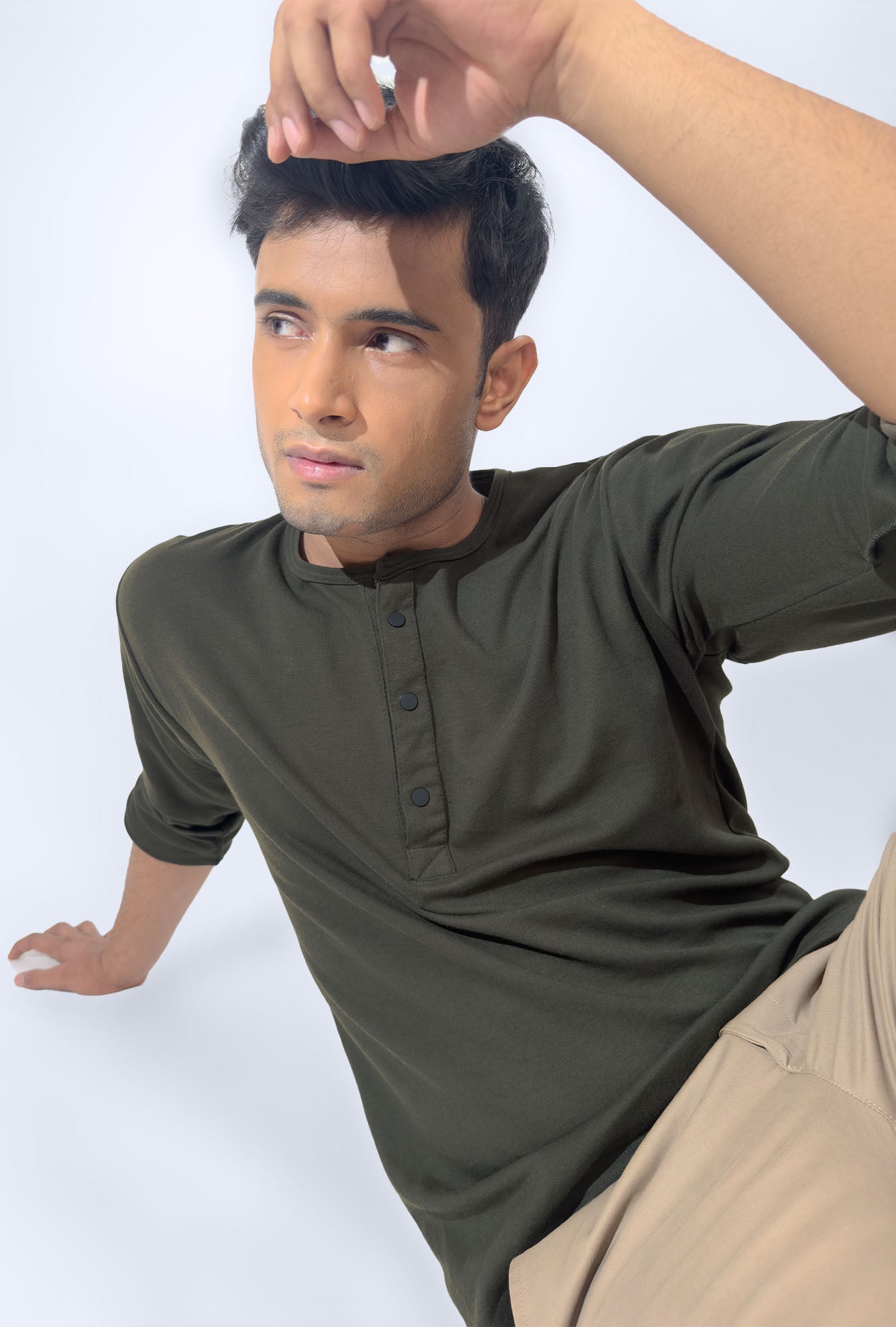Men's Henley Shirt - Lunar Green - keos.life