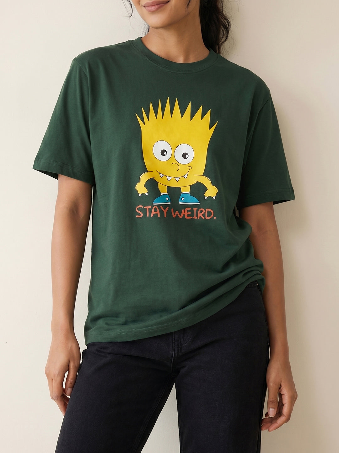 Cotton Graphic T-Shirt – Stay Weird | Regular Fit