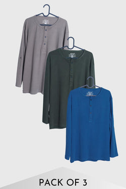 Men's Henley Shirt - Pack of 3