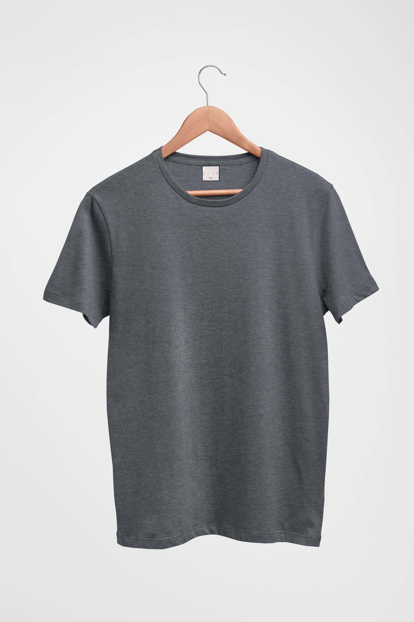 Basic Melange Cotton T-shirt - Grey