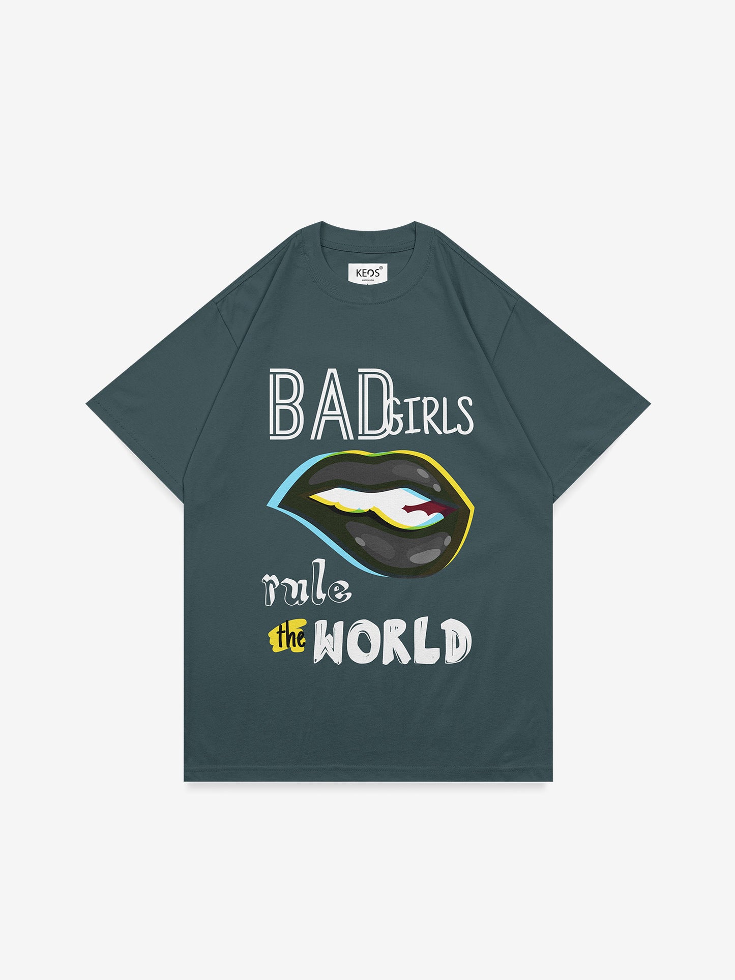 Unisex Green Cotton T-Shirt – “BAD GIRLS RULE THE WORLD” | Regular Fit