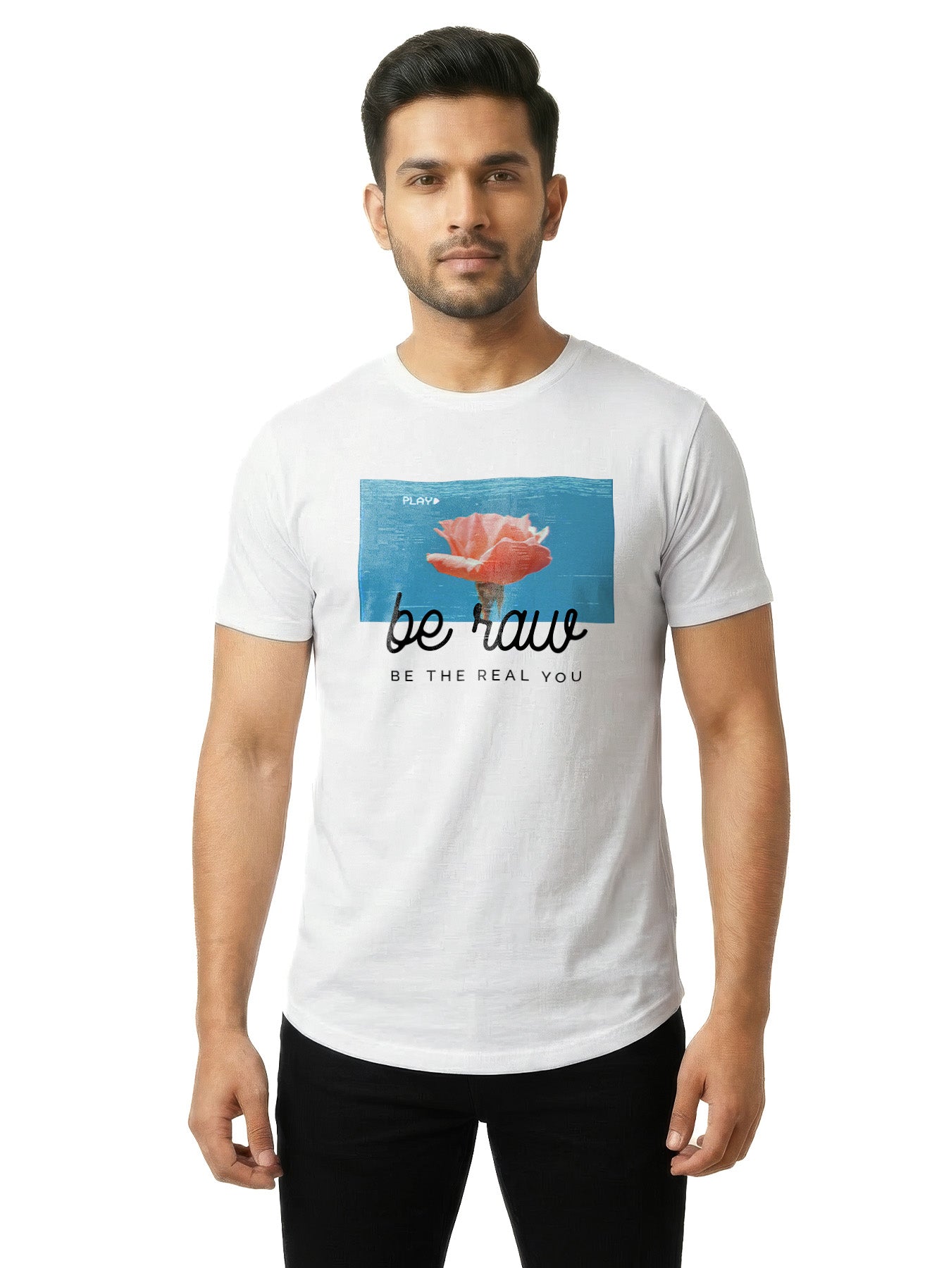 Organic Cotton Graphic T-Shirt – Be Raw | Longline Fit