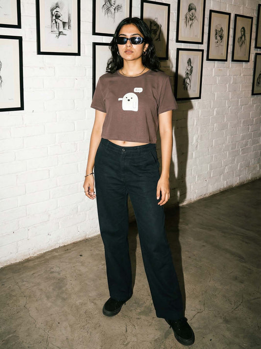 Organic Cotton Graphic Crop Top – “Boo”