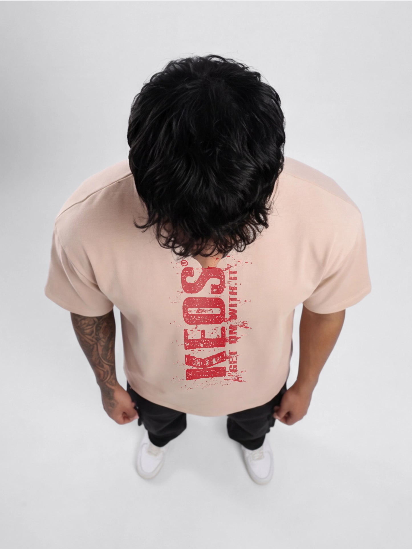 Premium Terry Graphic T-Shirt – Get On With It | Oversized Fit | 240 GSM