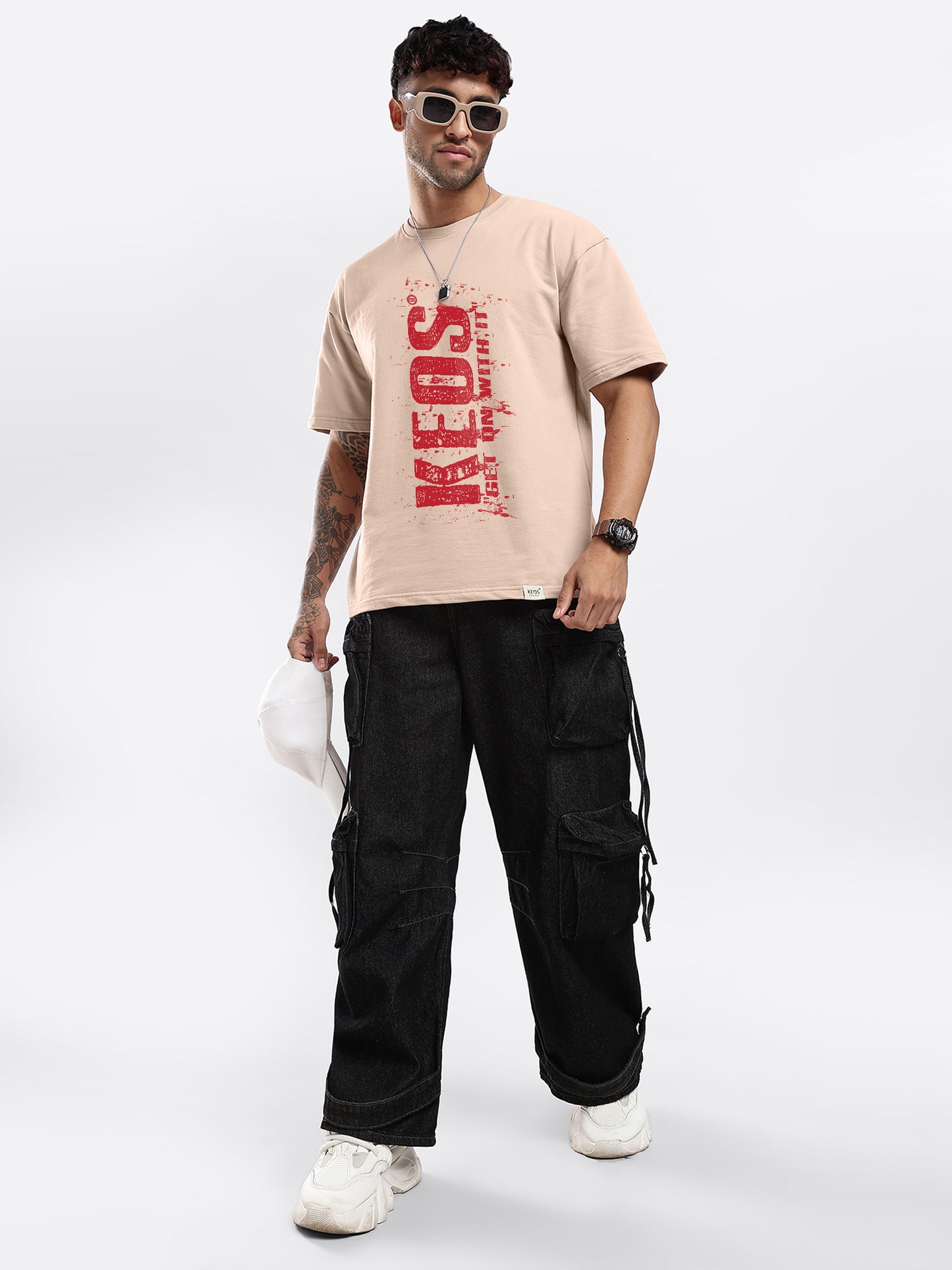 Premium Terry Graphic T-Shirt – Get On With It | Oversized Fit | 240 GSM