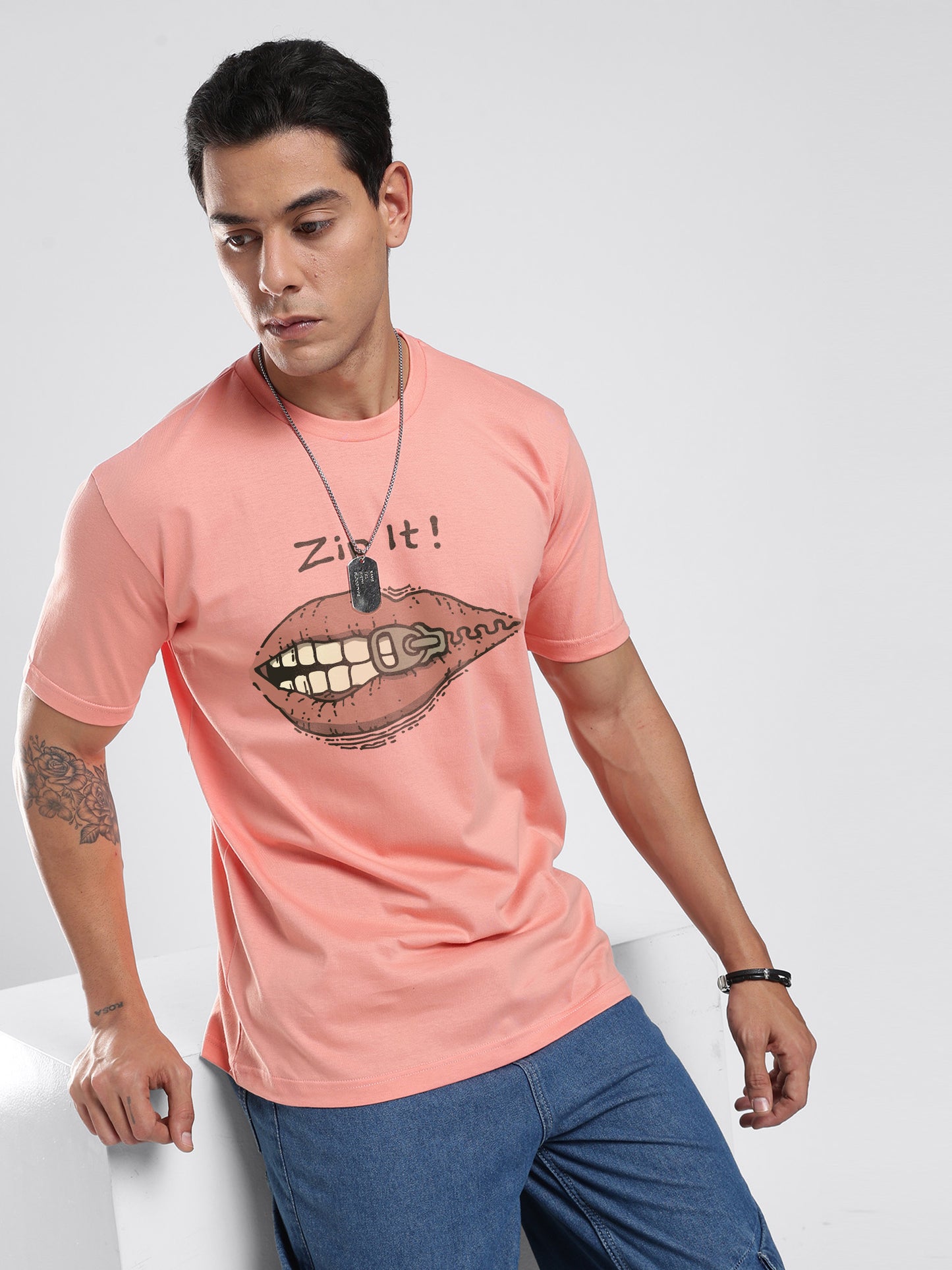 Organic Cotton Graphic T-Shirt – “Zip It” | Regular Fit
