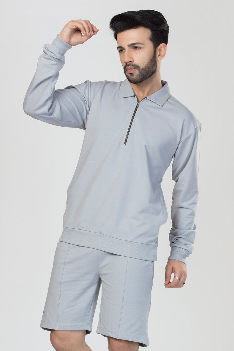 Premium Sweatshirt Co-ord Set - Light Grey