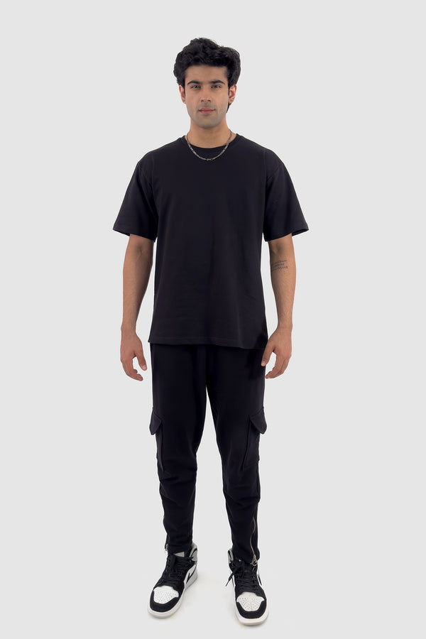 Premium Oversized T-shirt Co-ord Set - Black