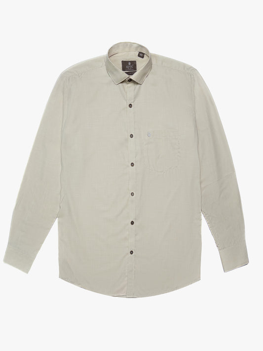 Cream Mercerised Blended Casual Shirt