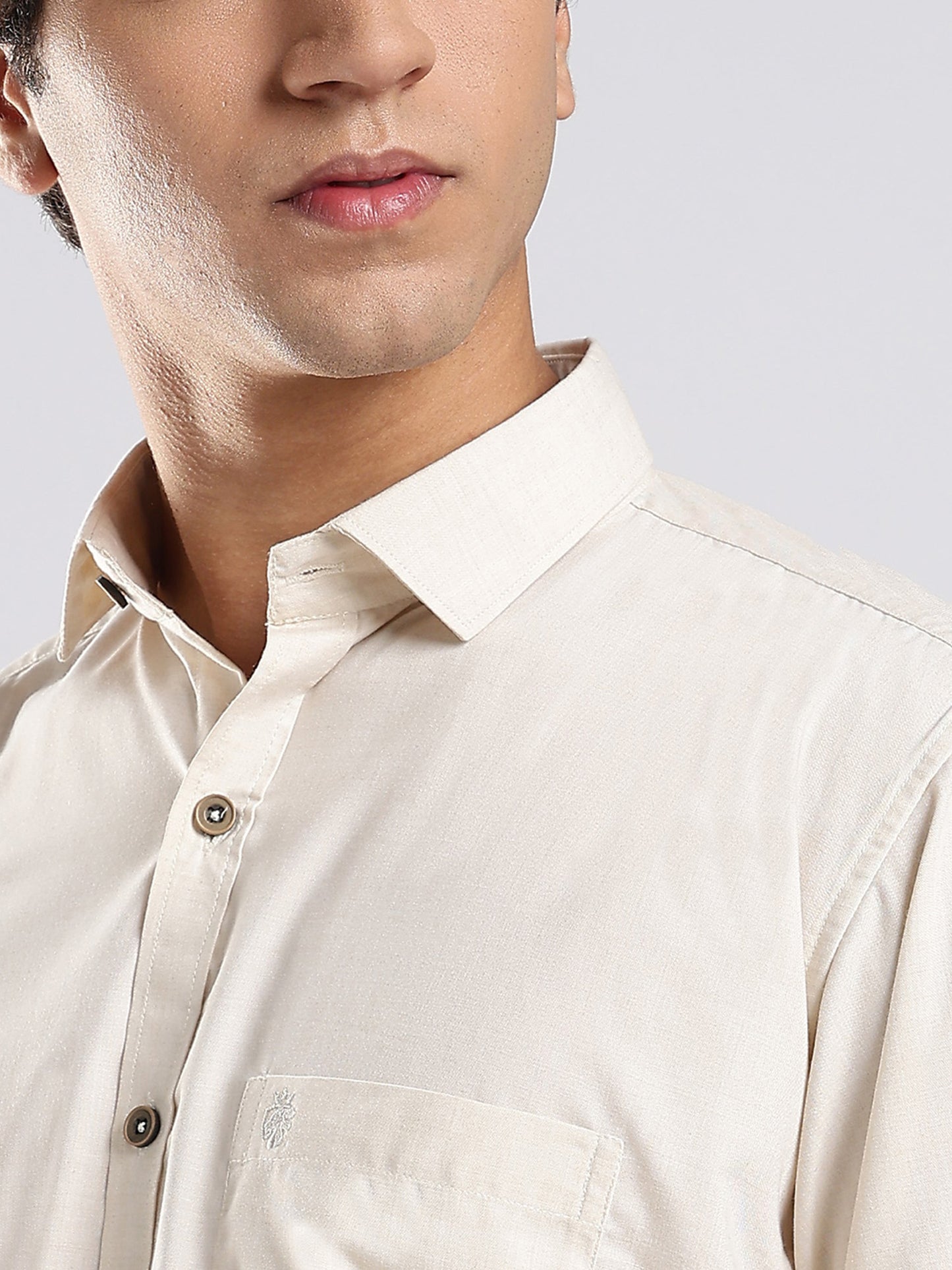 Men's Mercerised Cotton Casual Shirt - Cream
