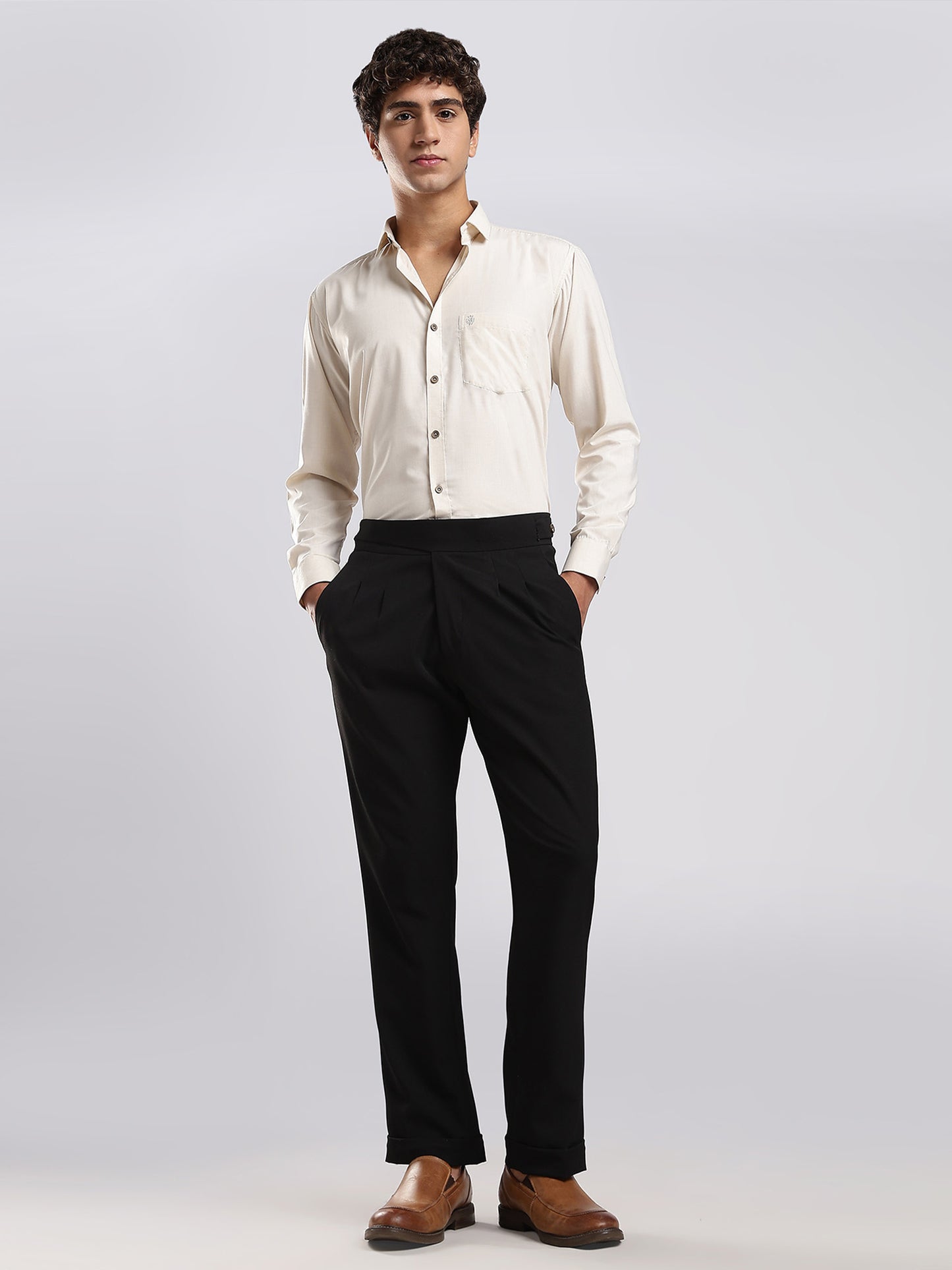 Men's Mercerised Cotton Casual Shirt - Cream