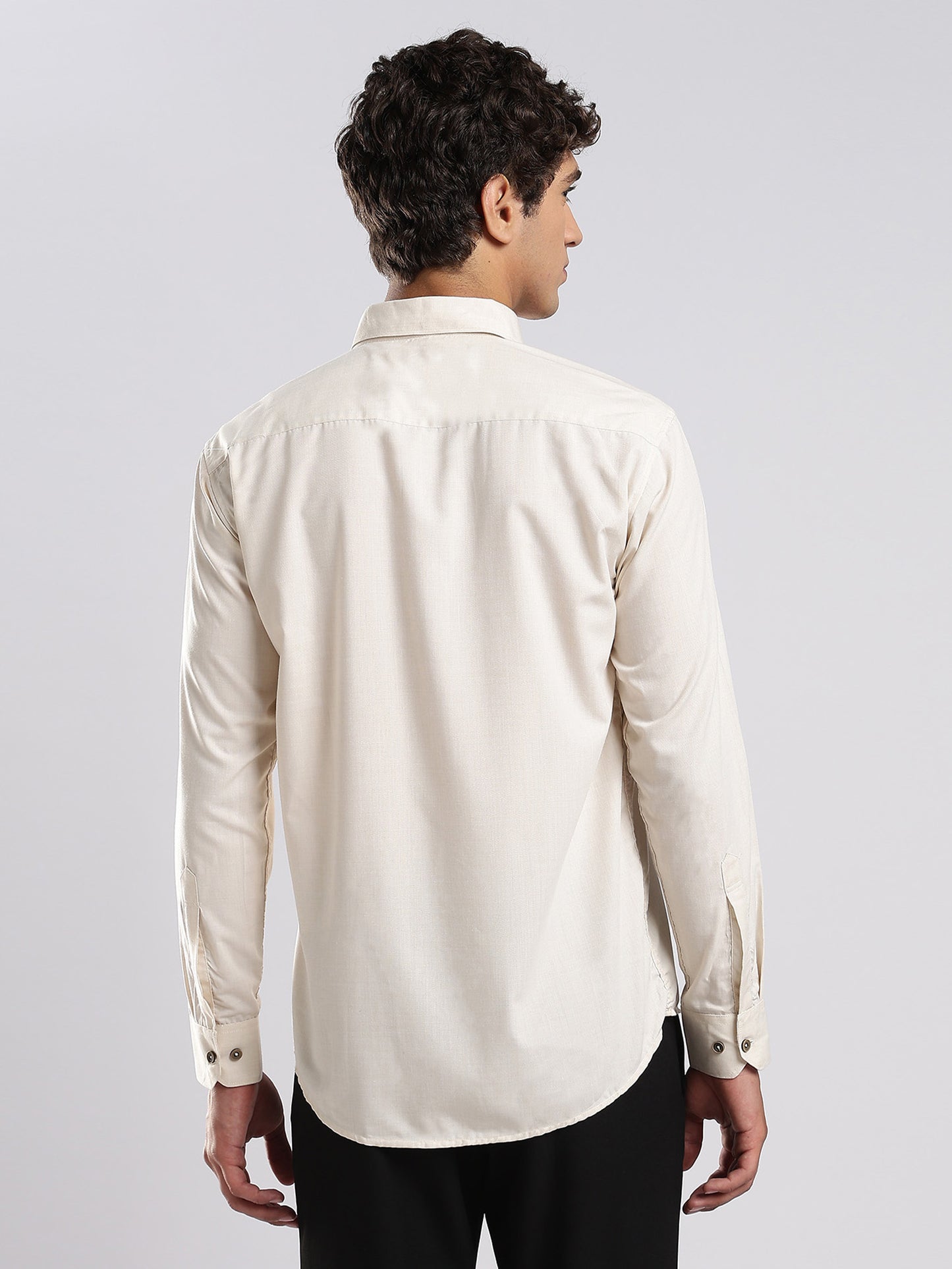 Men's Mercerised Cotton Casual Shirt - Cream