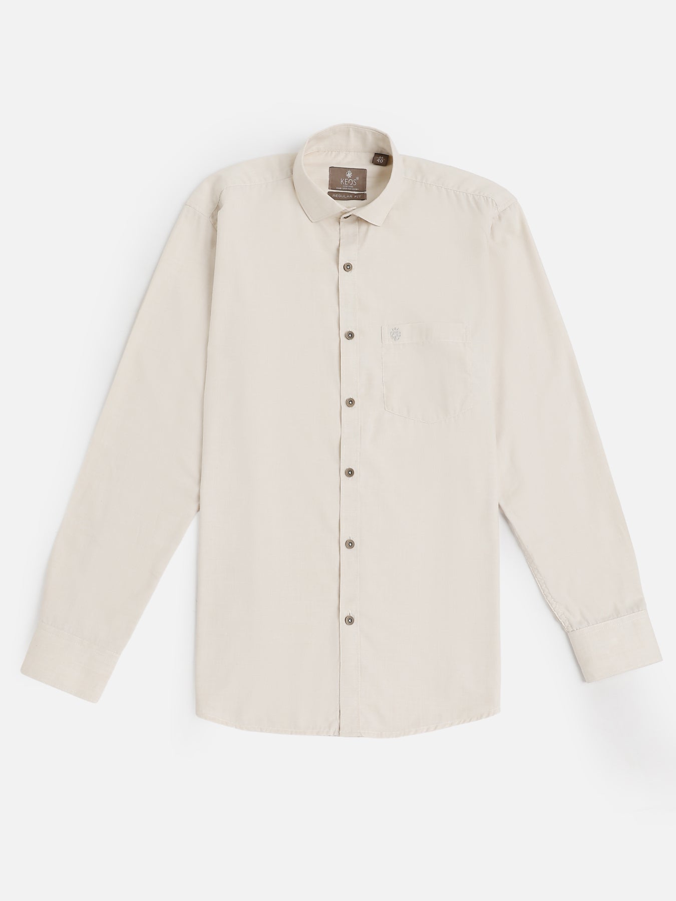 Cream Mercerised Blended Casual Shirt