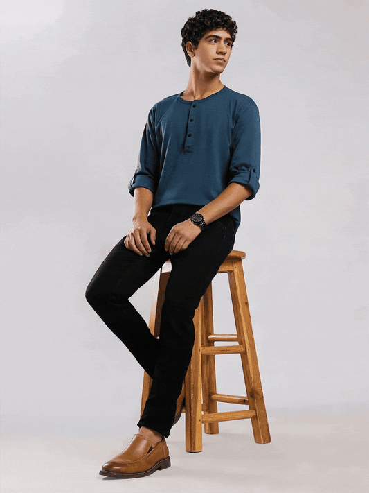 Men's Henley Shirt - Deep Waters