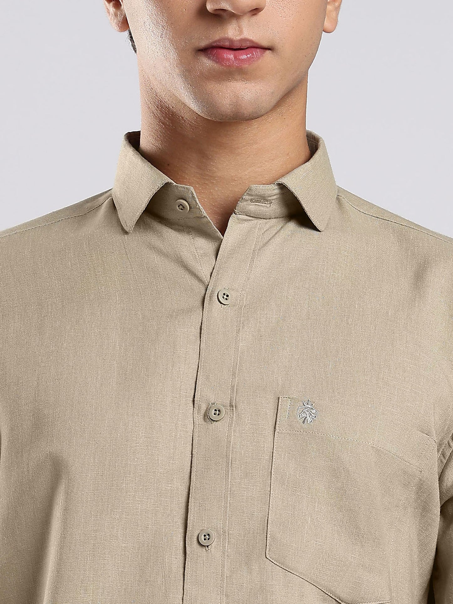 Men's Desert Taupe European Linen Shirt